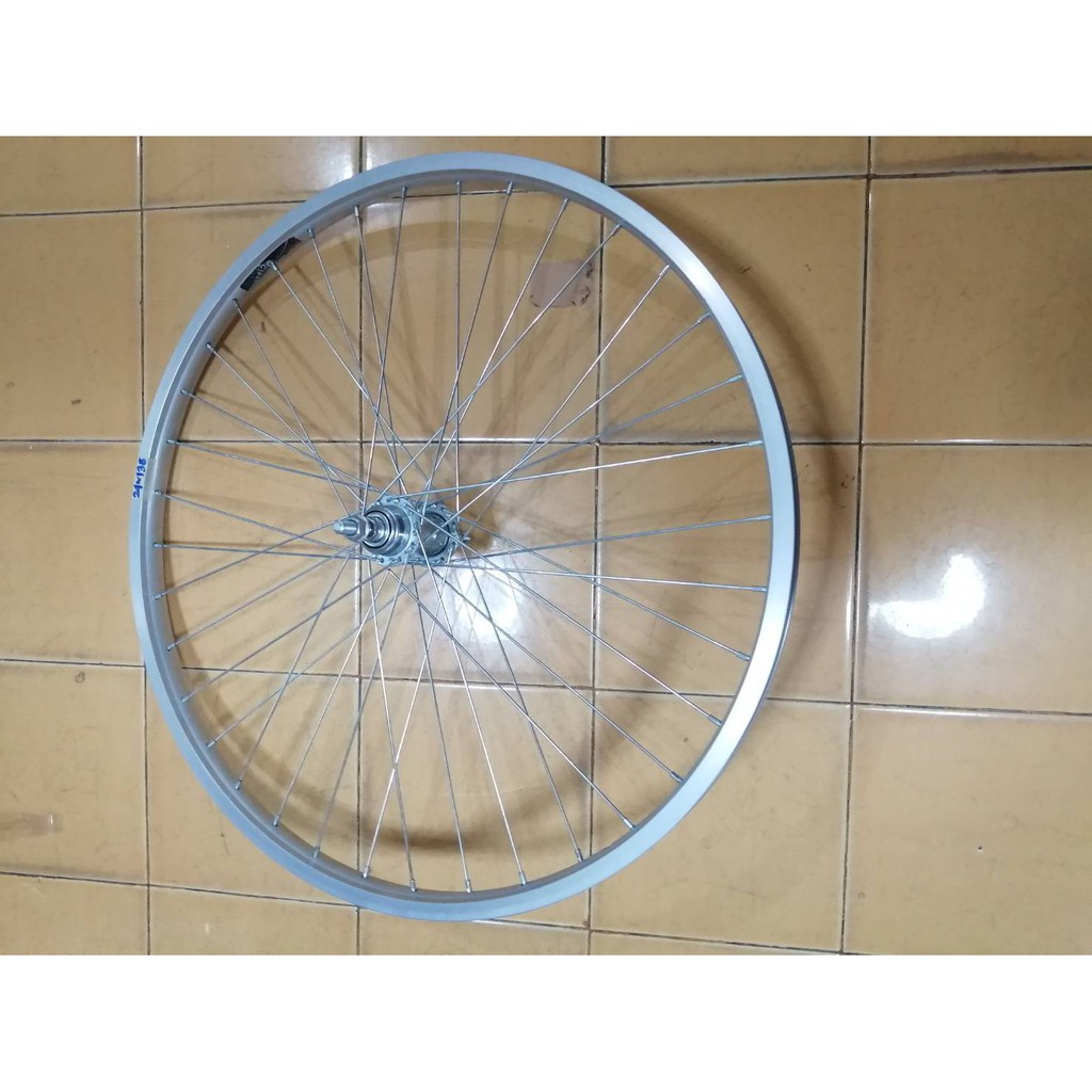 วงล้อหลังมีเนียมจักรยาน ขนาด 24x138 ดุมเหล็กซิงค์ ขึ้นเสร็จ