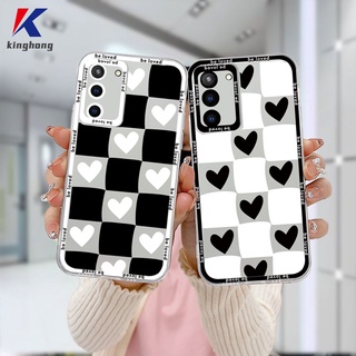 สี่เหลี่ยมขาวดำ เคส Samsung A03 A51 A32 A52 A12 A03S  A13 A23 S A50 A20S J7 Prime A02S A20 A50S  A13 A23  A30S A52S A30 M12 M01S   11 12 13  7 8 6 Plus ลายหัวใจ เคสโทรศัพท์แบบใส