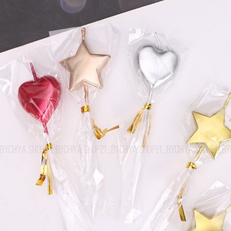 •พร้อมส่ง• เทียนตกแต่งเค้ก รูปดาว&หัวใจ เทียนวันเกิด