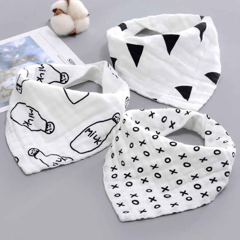 ทารกแรกเกิดผ้าฝ้ายเด็ก Bibs 4 ชั้นเด็ก Bibs สามเหลี่ยม Feeding Burp ผ้าผ้าพันคอผ้าพันคอเด็กผ้าพันคอผ้าฝ้าย Bibs