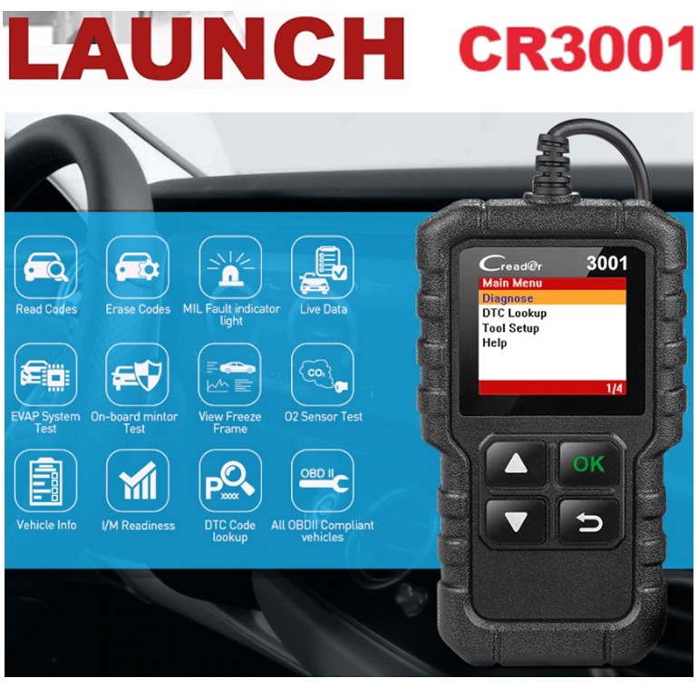 LAUNCH  CR3001 Full OBD2 Scanner OBD2 Code Reader Creader CR3001  Launch CR3001 เครื่องมือสแกน และวิเคราะห์ รถยนต์