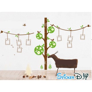 Transparent wall sticker สติ๊กเกอร์ติดผนังกรอบรูป พุ่มต้นไม้คู่ (กว้าง220cm.xสูง110cm.)