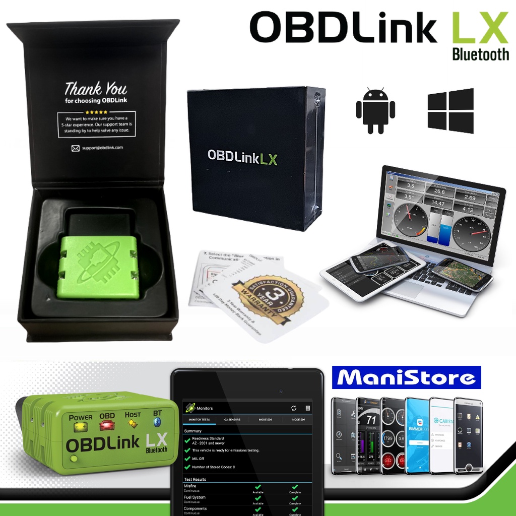 OBDLink® LX Bluetooth OBD2 Diagnostic Scanner for Android and Windows