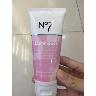 No7 Luminous+ cleansing foam 100ML. (ผลิตภัณฑ์ทำความสะอาดผิวหน้าช่วยให้ผิวกระจ่างใส)