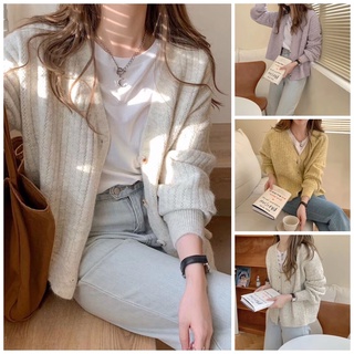 🌸NICHA🌸เสื้อไหมพรมเกาหลีมินิมอล minimal cardigan เสื้อคลุมเรียบๆ