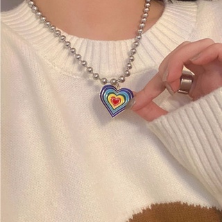 สร้อยคอหัวใจสายรุ้ง Rainbow Heart Charm Necklace