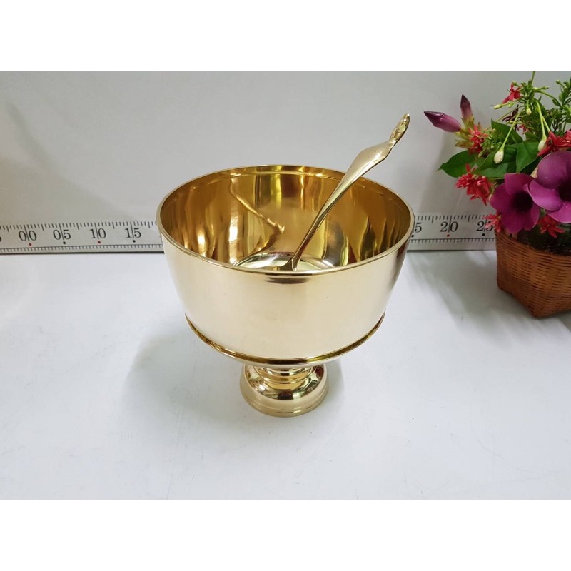 BrassByfa *F1069    พานทองเหลือง  พานรองขัน 9นิ้ว (วัดจริง 8.1นิ้ว)