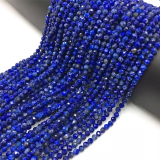 16 inch Long Natural Lapis Lazuli Round Faceted Bead 2mm-3mm for making Jewelry