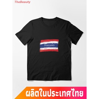 เสื้อยืดคอกลมcrew neckธงชาติไทย ฉันรักประเทศไทย Thailand Flag Thailand Flag Essential T-Shirt  คอกลม แฟชั่น แขนสั้น แฟชั