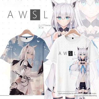 เสื้อยืด แขนสั้น เสื้อยืดลําลอง พิมพ์ลายการ์ตูนอนิเมะ Hololive Vtuber Fubuki ขนาดพลัสไซซ์