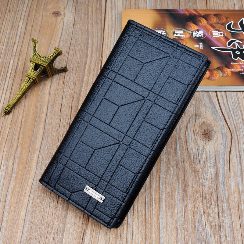 MENS LONG PREMIUM LEATHER FOLDING WALLET WA403B5 BLACK DAIQISI EVULO ช่องใส่การ์ดแบรนด์ต้นฉบับสําหรั