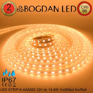 LED STRIP K-AA5050-60-2800K DC-12V 14.4W/1M IP67 ยี่ห้อBOGDAN LED แอลอีดีไฟเส้นสำหรับตกแต่ง 300LED/5M 72W/5M Grade A