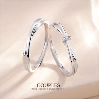 s925 Couples ring 22 แหวนคู่รักเงินแท้ My happiness is you สื่อกลางแทนความรักสองเรา ปรับขนาดได้