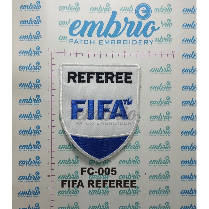แพทช์ Jogja FC-005 Patch FIFA ผู้ตัดสินฟุตบอลสัญลักษณ์ปักโลโก้ผู้ตัดสิน FIFA 7x8 เย็บปักถักร้อยแพทช์เหล็กบนแพทช์ Hot Melt Hot Pres