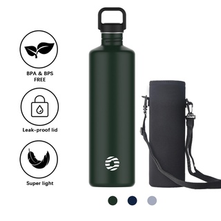 Fjbottle ขวดน้ําสเตนเลส 2000 มล. พร้อมกระเป๋า ชั้นเดียว สําหรับออกกําลังกาย กลางแจ้ง