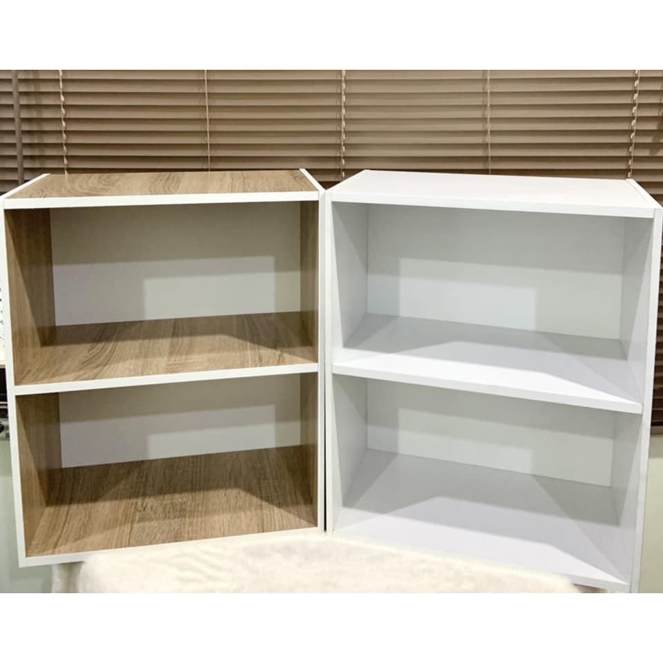 ชั้นวางหนังสือ โต๊ะข้างเตียง ชั้นวางอเนกประสงค์ 2 ช่อง ราคาถูก มีสีให้เลือก