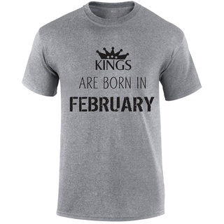 เสื้อยืดผ้าฝ้ายพิมพ์ลายขายดี เสื้อยืด พิมพ์ลาย Kings Are Born In February Birthday Month of Brith Royalty แฟชั่นฤดูร้อน