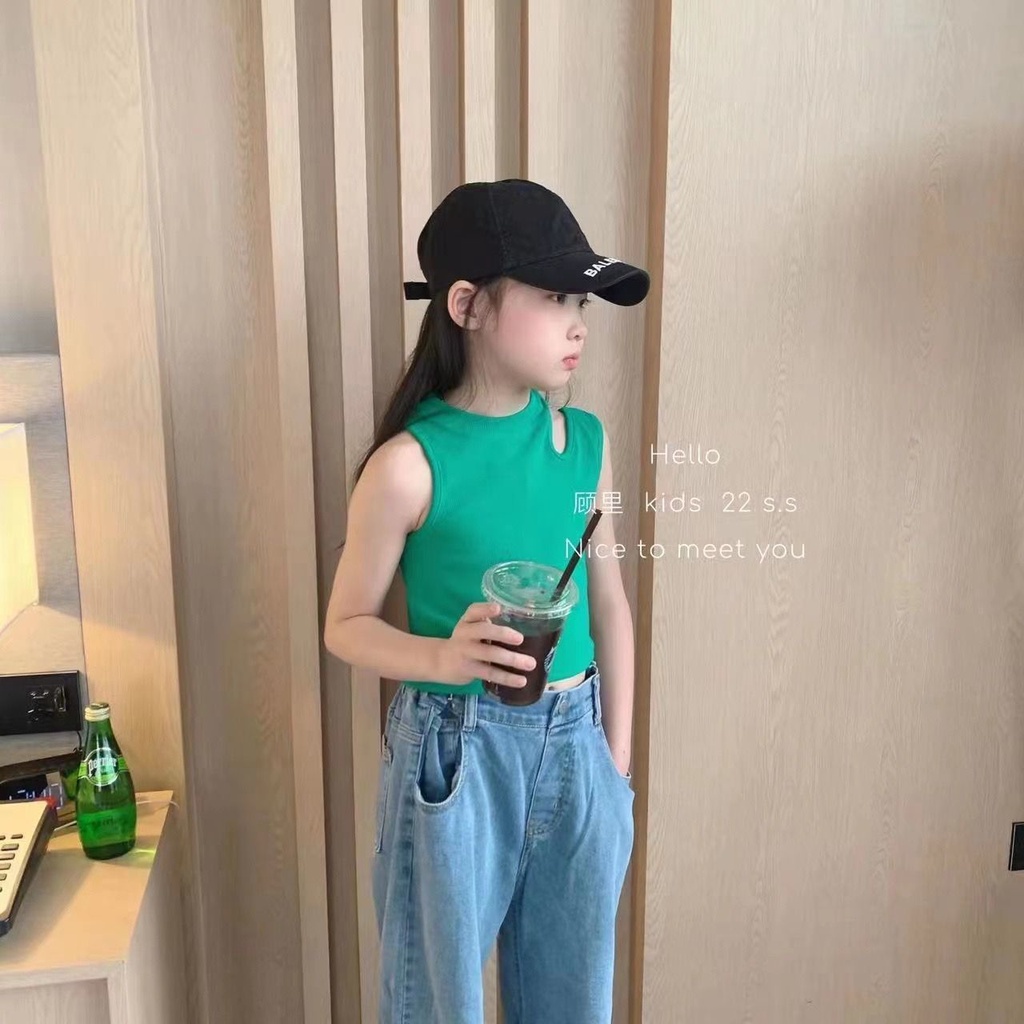 เสื้อสายเดี่ยว แขนกุด แต่งรูกลวง สีแคนดี้ แฟชั่นฤดูร้อน รูปที่ 6