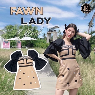 Fawn Lady : BLT มินิเดรสเดรสน้ำตาลตัดดำ งานหายาก