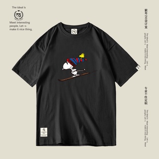 T-shirt  เสื้อยืดแขนสั้น ผ้าฝ้ายแท้ พิมพ์ลายการ์ตูน Snoopy ทรงหลวม เข้ากับทุกการแต่งกาย สําหรับนักเรียนS-5XL