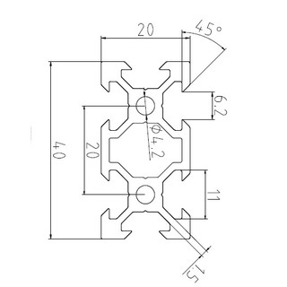 Aluminum Profile 2040 T20  **V-Stot (ร่องวี)**