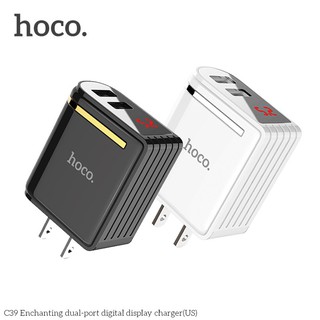 หัวชาร์จ HOCO C39 2.4A Max 12W มีUSB 2 port  พร้อมหน้าจอ LED (voltage/current) บอกความเร็วขณะชาร์จ