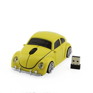 Car Mouse เมาส์ไร้สาย 2.4 GHz สีเหลืองสำหรับเล่นกีฬา