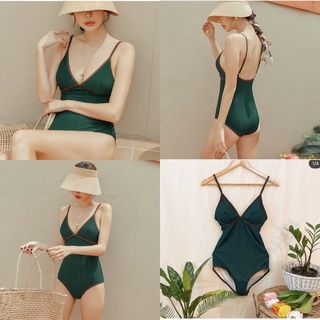 Bikini ชุดว่ายน้ำ วันพีช รุ่น Grace Collection  สีเขียวเข้ม ตัวผ้ายืดกระชับตามสัดส่วน สายปรับได้