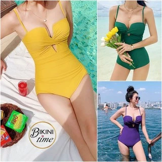🏖BikiniTime (M-XL) SB101 มี12สี บิกินี่ ชุดว่ายน้ำสายเดี่ยววันพีซ บราดันทรง ชุดเที่ยวทะเล ชุดว่ายน้ำผู้หญิง
