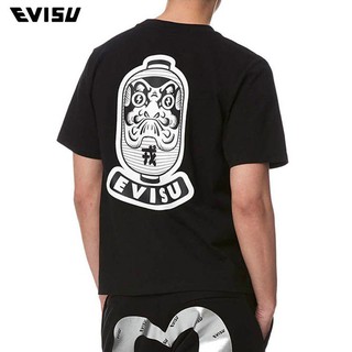 Evisu เสื้อยืดผ้าฝ้ายพิมพ์ลายโคมไฟสไตล์ฮิปฮอปคุณภาพสูงสําหรับผู้ชาย