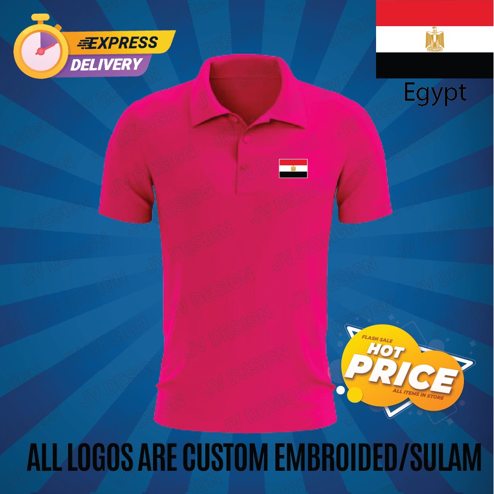 HEBAT🔥 [SULAM] W3DF EGYPT FLAG LOGO POLO EMBROIDERY BAJU LELAKI PEREMPUAN POLO TEE!! ผ้าฝ้าย 100% MN