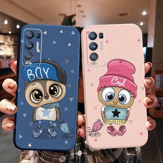 เคสโทรศัพท์มือถือ ขอบสี่เหลี่ยม ลายนกฮูกน่ารัก สําหรับ OPPO Reno6 Z 5G Reno 5 Pro 4 3 Reno2 Z F A95 5G A76 A96 4G