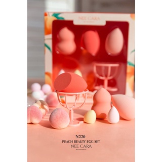 NEE CARA PEACH BEAUTY EGG SET (N220) : NEECARA พีช ชุดพัฟไข่ 5 ชิ้น x 1 ชิ้น