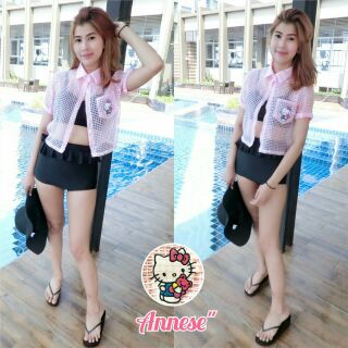 เชิ้ตครอปสั้น hello kitty