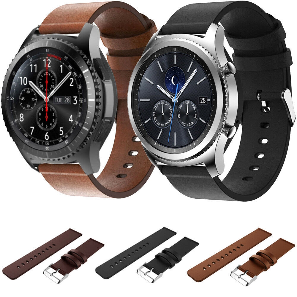 สายนาฬิกาข้อมือหนังวัวแท้สําหรับ samsung gear s3 frontier/classic smart watch 46 มม.