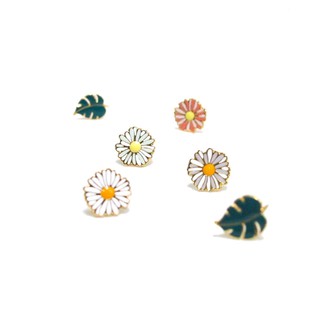 ต่างหูเดซี่-ใบไม้ (Daisy &amp; Leaf Earring)