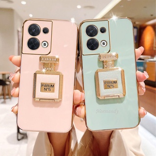 In Stock เคสโทรศัพท์ Fashion Casing OPPO Reno8 Pro 5G Reno7 Z 7 Pro Oppo A77 A57 4G 5G Plating Ultra Thin Phone Case with Creative Flash Drilling Perfume Stand Protection Back Cover Softcase เคส