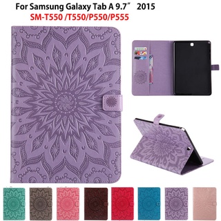 Sm-p555 เคสหนัง PU ลายนูน พร้อมช่องใส่บัตร ขาตั้ง สําหรับ Samsung Galaxy Tab A 9.7 Case 2015 T550 T555 P550 P555 SM-T550 SM-T555 SM-P550