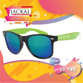 JACKAL SUNGLASSES แว่นตากันแดด รุ่น TRAVELLER JS109 (Black/Green Arms/Blue-Green Mirror Lens)