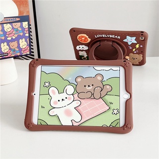 การ์ตูน เคส Huawei MatePad T10 T10S 11 Pro 10.8 10.4 M6 8.4 M5 lite 8.0 MatePad11 แบน เคสป้องกัน 360° Rotating Cartoon happy Little bear bunny Story Flat Silicone Cover Soft Case