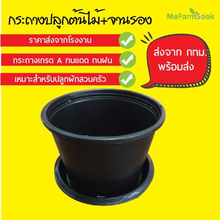 กระถางต้นไม้พร้อมจานรองกระถางต้นไม้เกรดAสินค้าพร้อมส่ง Mefarmsook