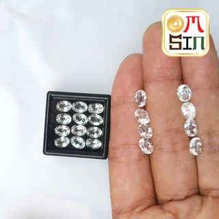 A047 7 X 5 มิล พลอย ไวท์ โทปาส TOPAZ  ทรงไข่ พลอยธรรมชาติแท้ 100% จำนวน 1 เม็ด