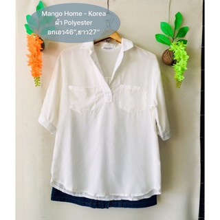 Bigsize เสื้อขาว Mango Home - Korea ผ้าPolyester งานค้างสต็อคญี่ปุ่น เคลียร์ขายมือสอง รายละเอียดและขนาดดูในรูปค่ะ