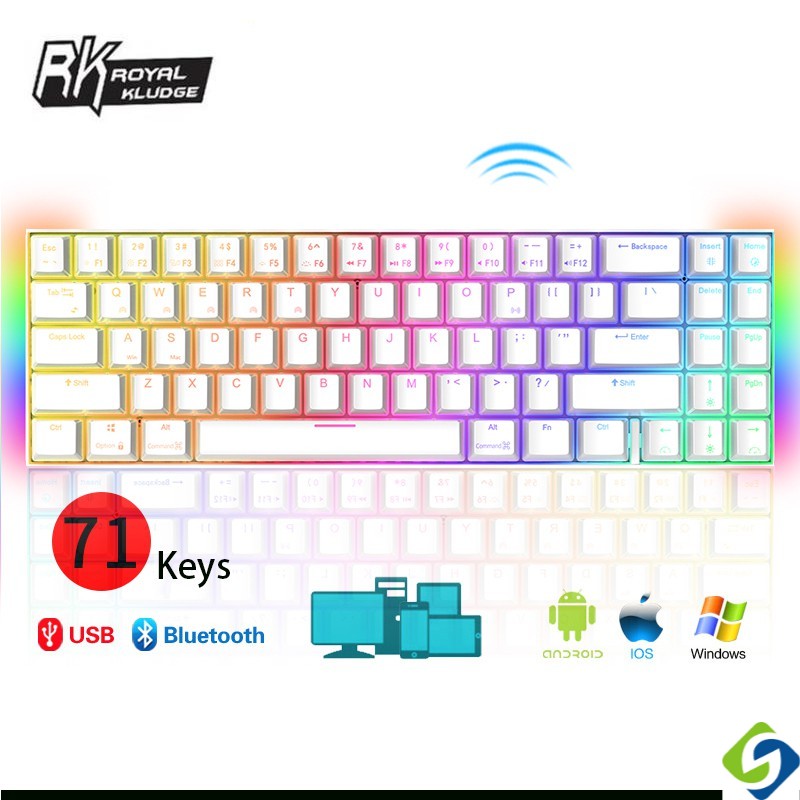 Original Rk Royal Kludge Rk 71 Rgb แป้นพิมพ์เล่นเกมแบบใช้สาย Usb Dual ...