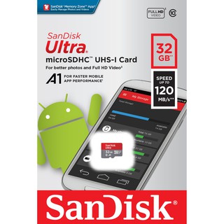 Sandisk Micro SD 32GB Class10 ความเร็ว 120MB/s ประกัน 10 ปี รุ่น SDSQUA4_032G_GN6MN