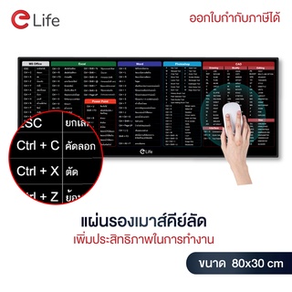 Elife แผ่นรองเม้าส์ คีย์ลัดภาษาไทย ขนาดใหญ่ ของขวัญ แผ่นรองคีย์บอร์ด อุปกรณ์สำนักงาน Mouse Pad Shortcut Keys