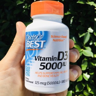 วิตามินดี 3 Doctors Best® Vitamin D3 5000 IU 180 Softgels เสริมกระดูกและฟันที่แข็งแรง สนับสนุนภูมิคุ้มกัน