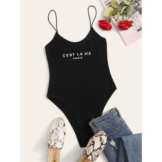 บอดีสูทสีเขียวขี้ม้าอ่อน C'est La vie Size xs Shein style Shopee Thailand