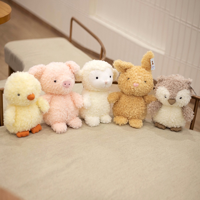 [พร้อมส่ง]​ตุ๊กตาขนฟู ตุ๊กตาลายน้องสัตว์ ตุ๊กตาสัตว์ขนฟู