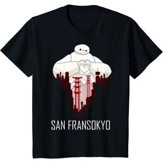 เสื้อยืดผ้าฝ้ายพรีเมี่ยม เสื้อยืด พิมพ์ลาย Disney Big Hero 6 Baymax San Fransokyo Love